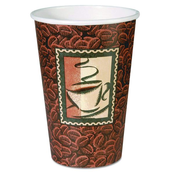 2338DJ DIXIE 8oz POLY-LINED PAPER HOT DRINK CUPS w/JAVA DESIGN, 1000/case - T3730